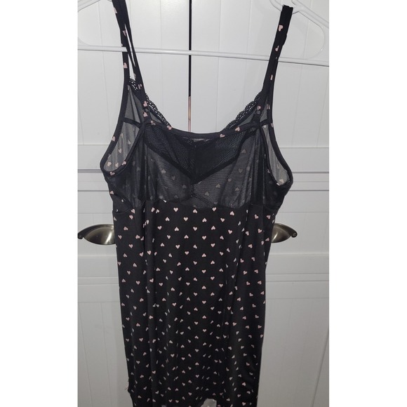 Secret Treasures Nightgown Set 2PK Medium Pink Lace Black Heart Print Chemise - Picture 6 of 10